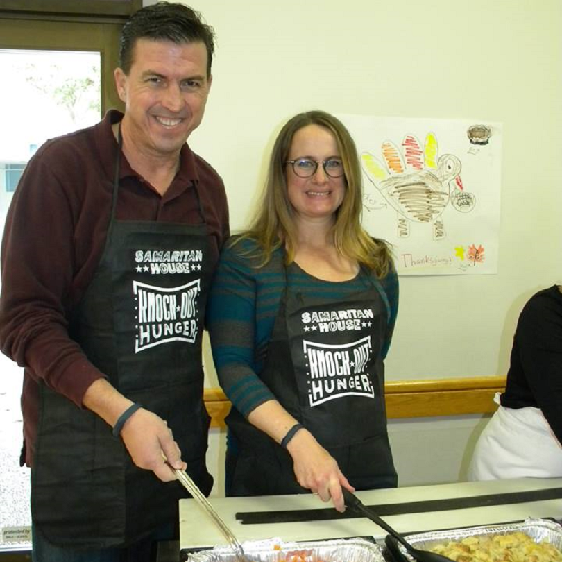 CA Assemblyman Kevin Mullin pictured at one of our Thanksgiving Meals with his wife, Jessica
